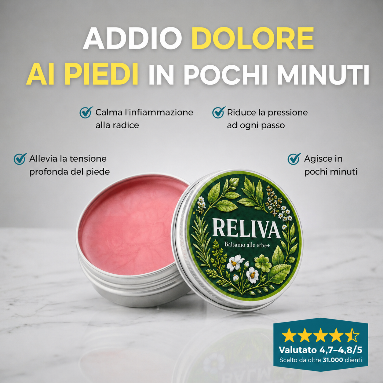 RelivaDerm Balsamo alle erbe per fascite plantare