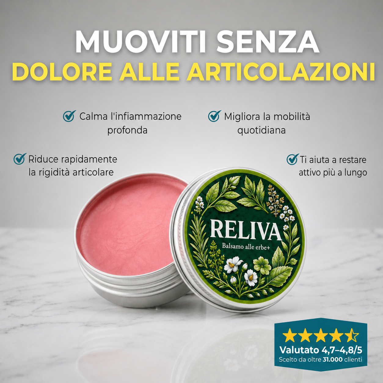Reliva Derm Balsamo alle erbe per Artrite al ginocchio
