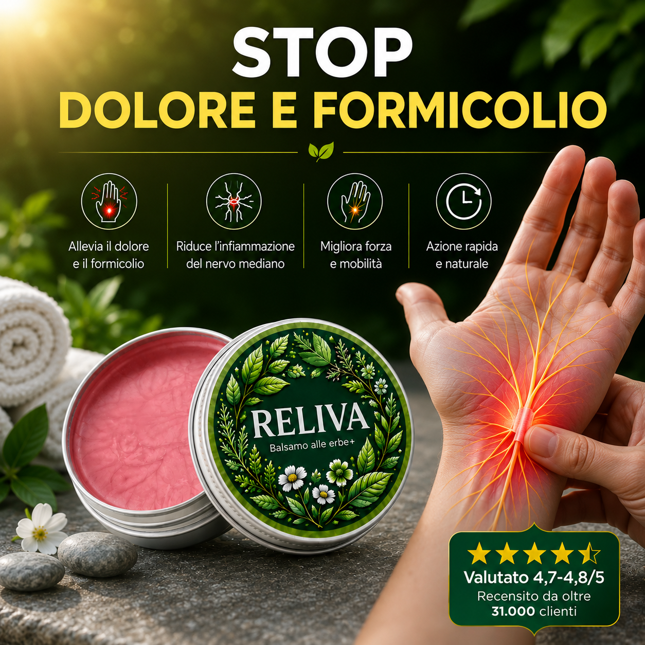 Reliva Derm Balsamo alle erbe per Tunnel Carpale